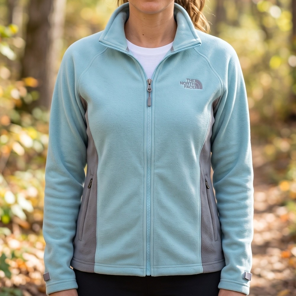 The North Face TKA 100 Fleece Jacket Womens Blue Grey Full Zip AU10
